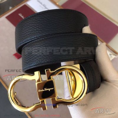 AAA Replica Salvatore Ferragamo Yellow Gold Double Gancio Buckle Belt Price